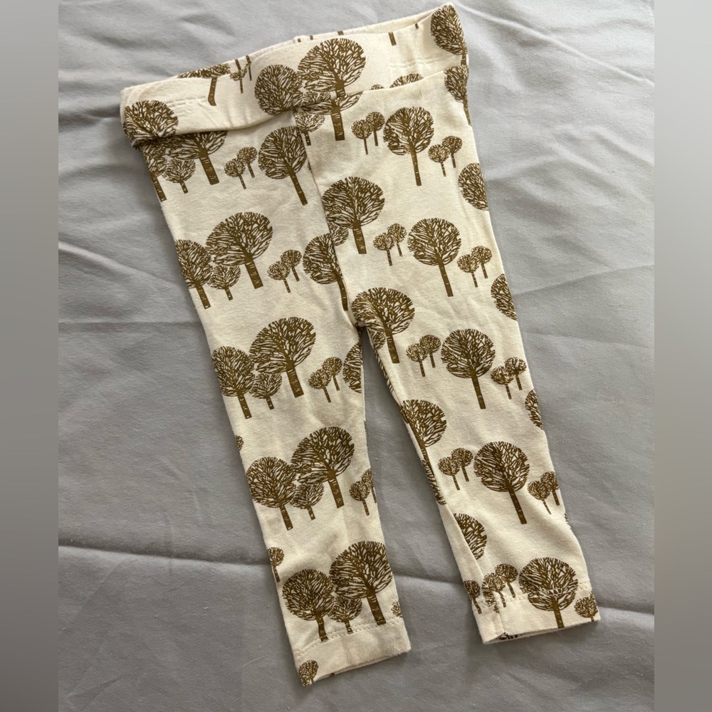 Kate Quinn Bamboo Cream and Brown Tree Pattern Leggings - Picture 1 of 4